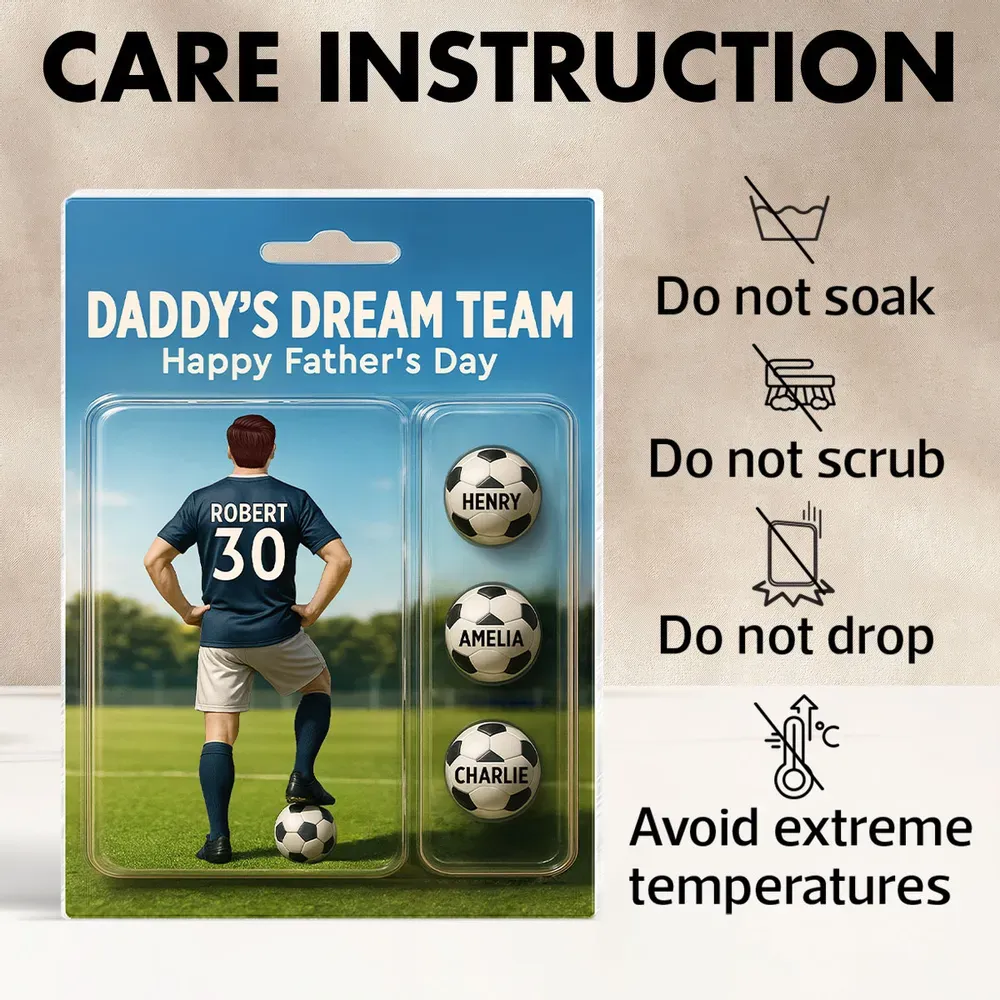 Daddy's Dream Team – Custom Soccer-Themed Personalized Acrylic Block Plaque with Kids' Names, Perfect Father's Day Gift for Dad or Soccer Lover