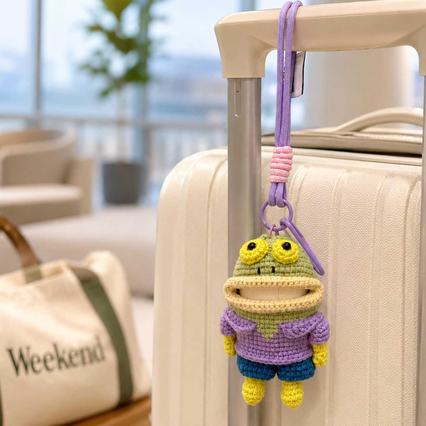 Crochet Big Mouth Pouch AirPods Case Car Key Holder Bag Charm