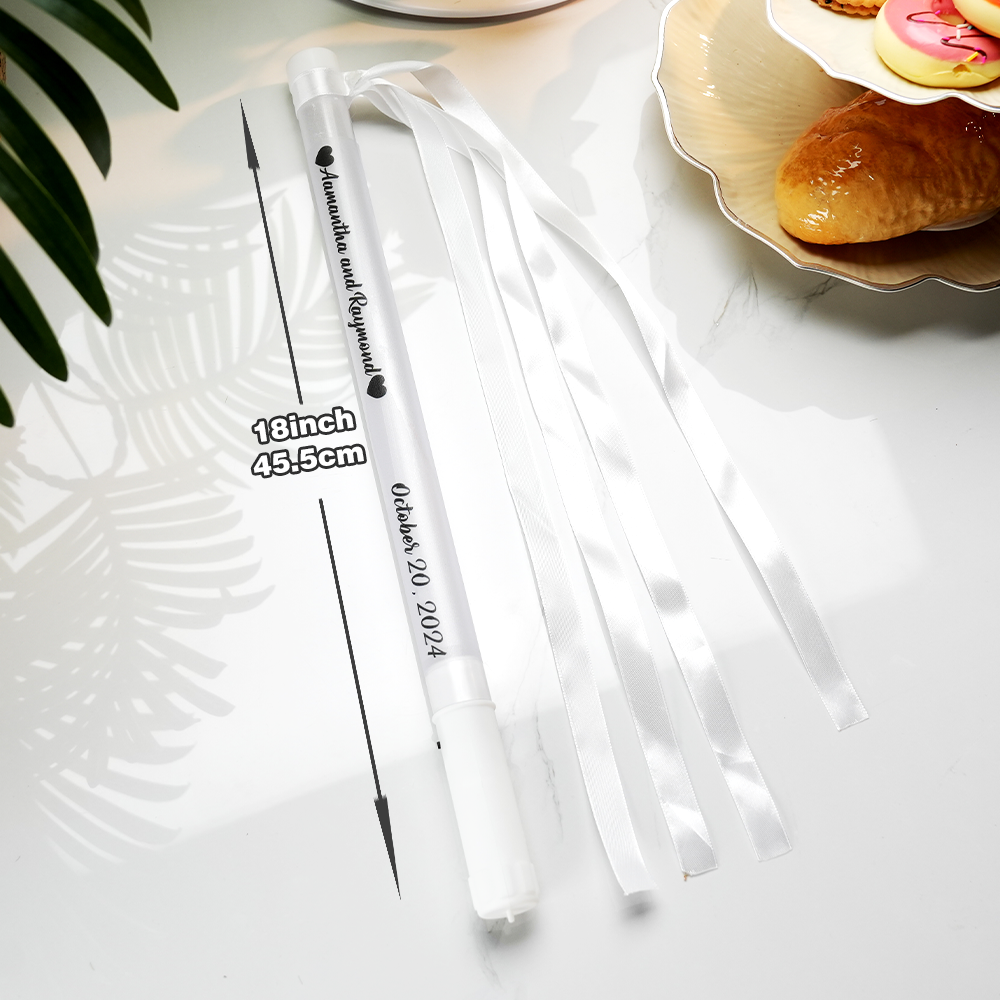 Personalized Light Up LED Stick Wedding Wands with Ribbon Lights Wedding Party Favor - mysiliconefoodbag