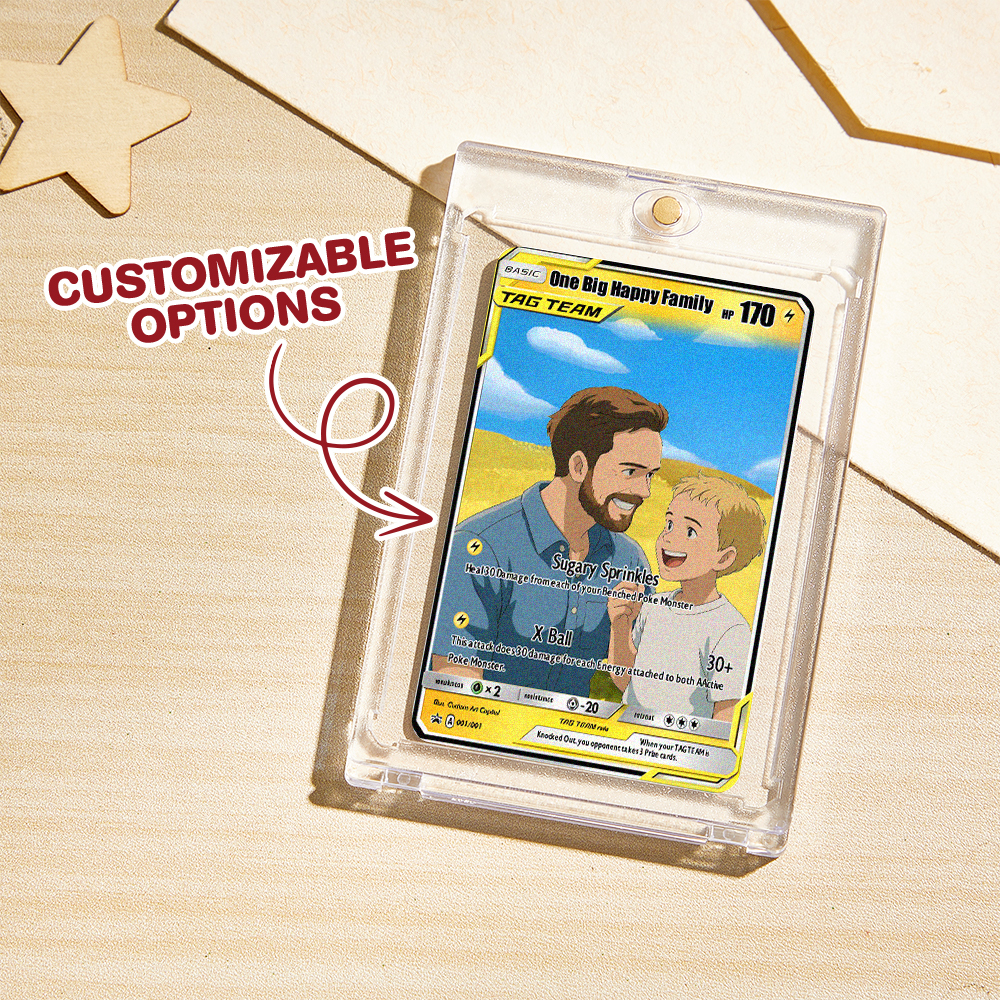 SALE! Custom POKE Tag Team Card Portrait - Personalized Anime Poster - Fathers Day Gift- Funny Cartoon K5