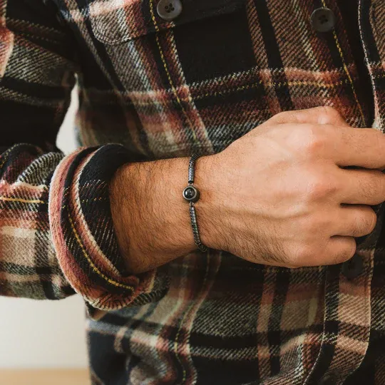 Personalized Beaded Photo Bracelet Custom Projection Bracelet Christmas Gift for Him - mysiliconefoodbag