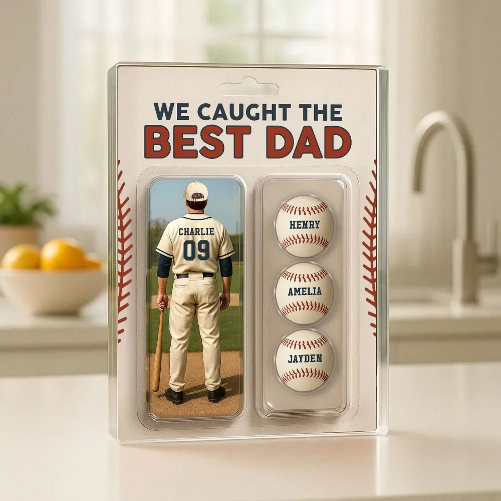 We Caught The Best Dad Grandpa Baseball Lover – Realistic Figure Style Personalized Acrylic Block Plaque