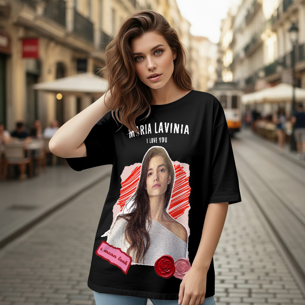 Custom Photo Vintage Tee Shadow Shady Vibes Personalized Name T-shirt Couple Gift for Valentine's Day