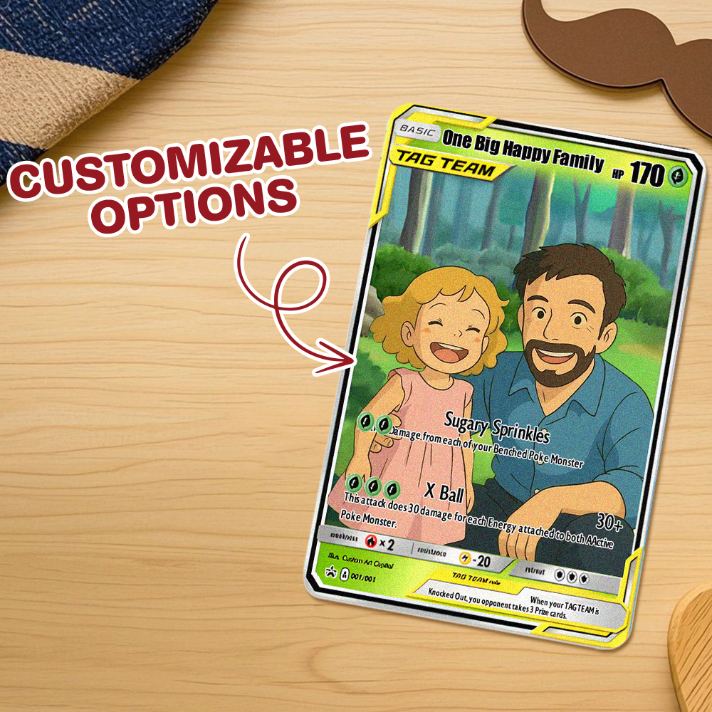 SALE! Custom POKE Tag Team Card Portrait - Personalized Anime Poster - Fathers Day Gift- Funny Cartoon K5
