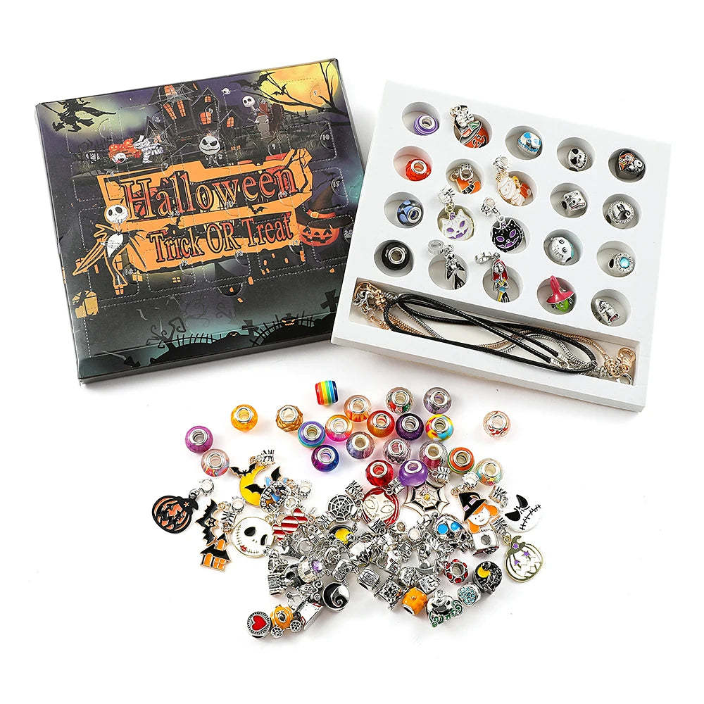 Halloween Charm Jewelry Advent Calendar Halloween Gifts Charm Jewelry Countdown Calendar Box Set DIY Charm - mysiliconefoodbag