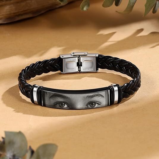 Personalized Lover Eyes Picture Bracelet for Men Custom Engraved People Eyes Couple - MyFaceTshirt