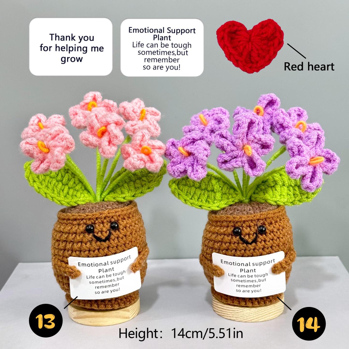 Handmade Crochet Forget me not Flowers with Hugging Heart,Emotional Support Potted Plant,Supportive Gift Flower,Mother's Day gift - mysiliconefoodbag