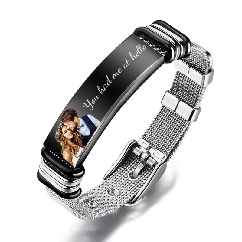 Custom Men's Stainless Steel Bracelet Anniversary Gift For Personalizing Your Special Date