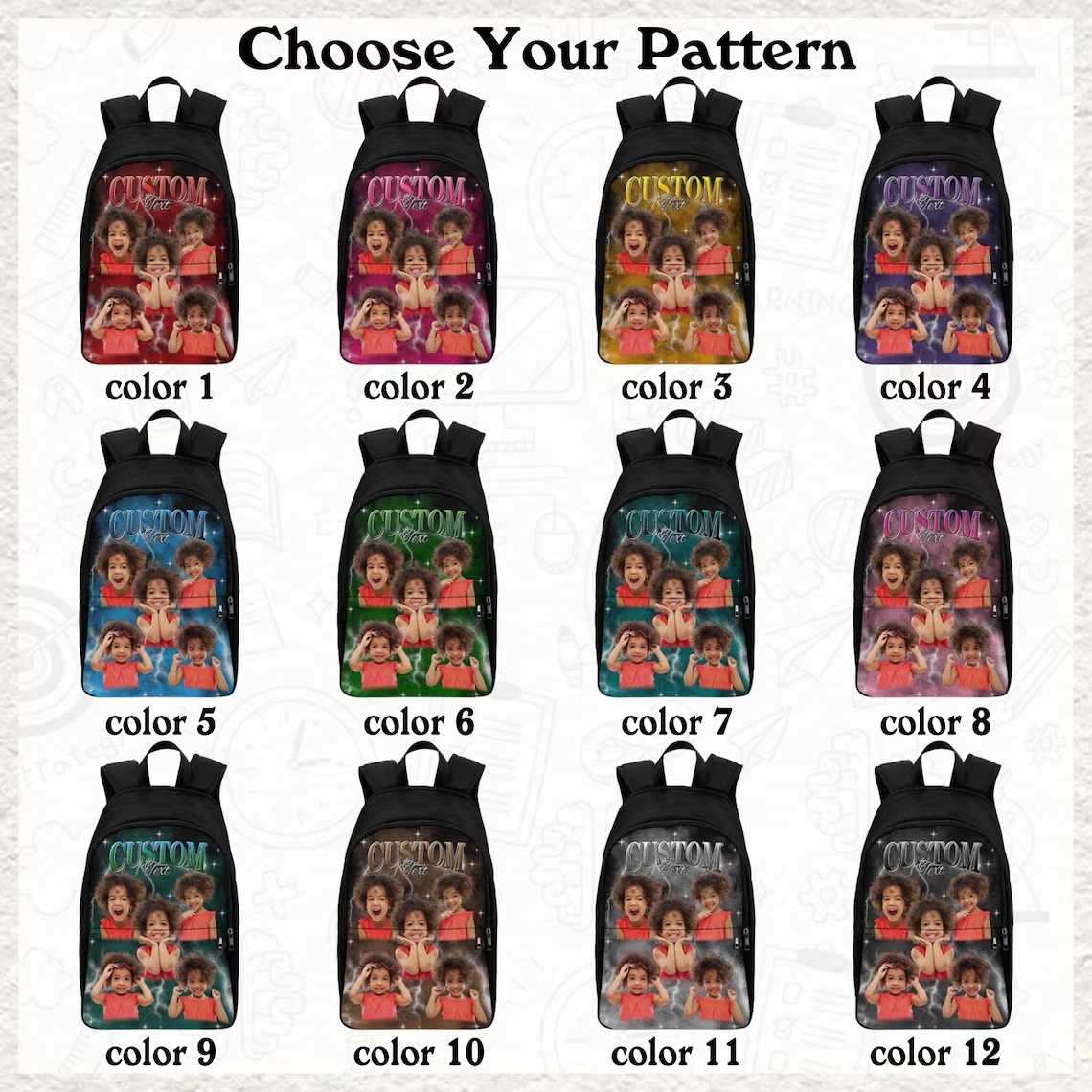 Back To School Photo Vintage Backpack Gift For Kids, Personalized Birthday Gift For Boys Girls, Custom School Bags For Children & Toddlers