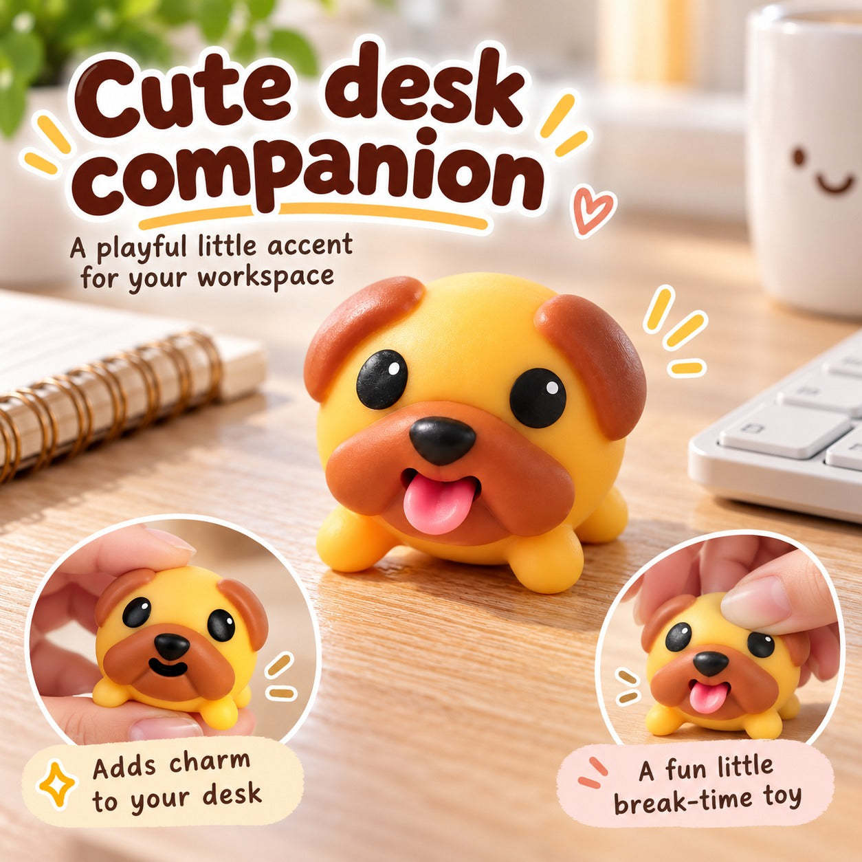 Moji Dog Tongue Out Puppy Squishy Toy Cute Cartoon Vinyl Pinch Decompression Vent Prop Desktop Ornament Gift
