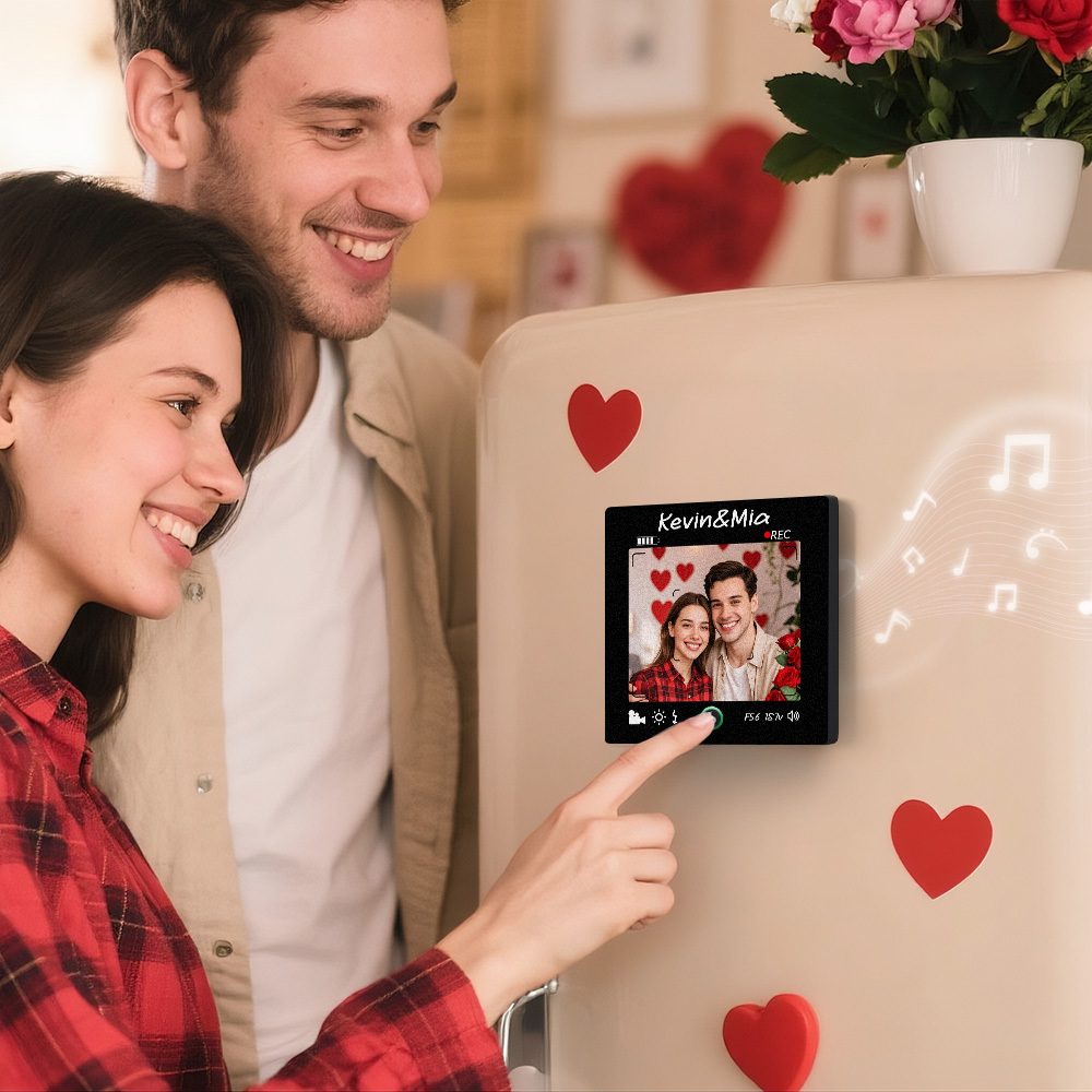 Custom Photo and Text Music Fridge Magnet Frame Music Wall Photo Sticker Music Movement Camera Style Gifts - mysiliconefoodbag