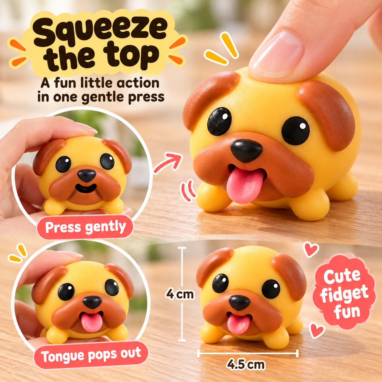 Moji Dog Tongue Out Puppy Squishy Toy Cute Cartoon Vinyl Pinch Decompression Vent Prop Desktop Ornament Gift