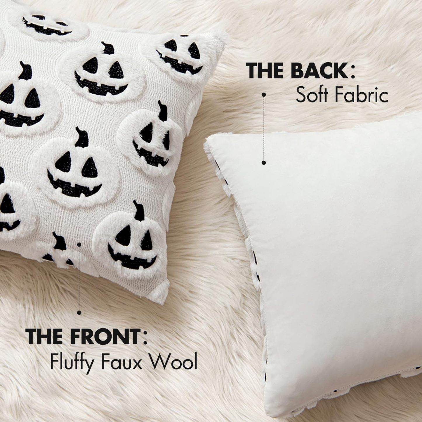 Halloween Fall Pumpkin Throw Pillow Covers 18x18 Orange-Black
