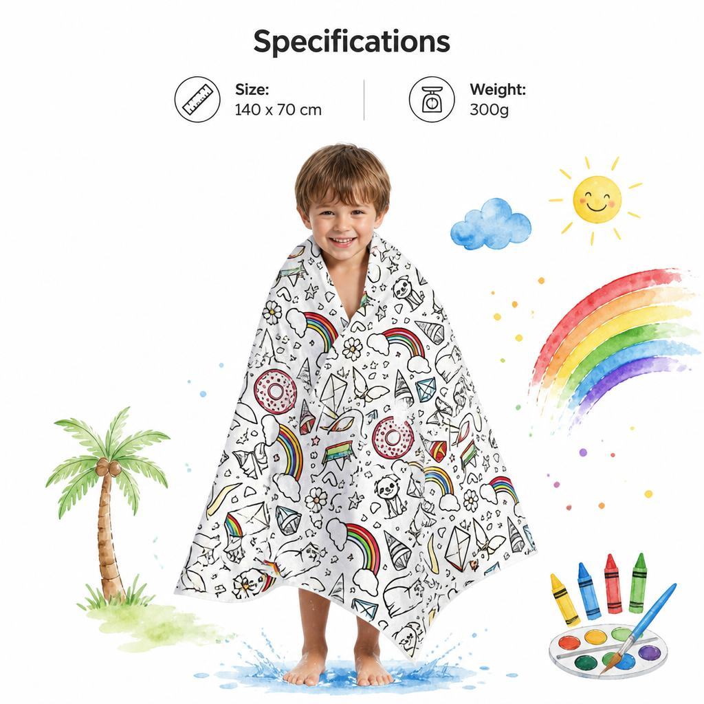 DIY Doodling Beach Towel with 24 Colors Acrylic Paint Markers