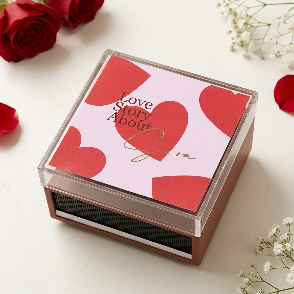 Personalized Mini Vinyl Music Player That Really Plays Music | Each Vinyl Can Play a Different Full Song, Custom Photo Album Cover & Music Box Cover, Anniversary Gift for Couples