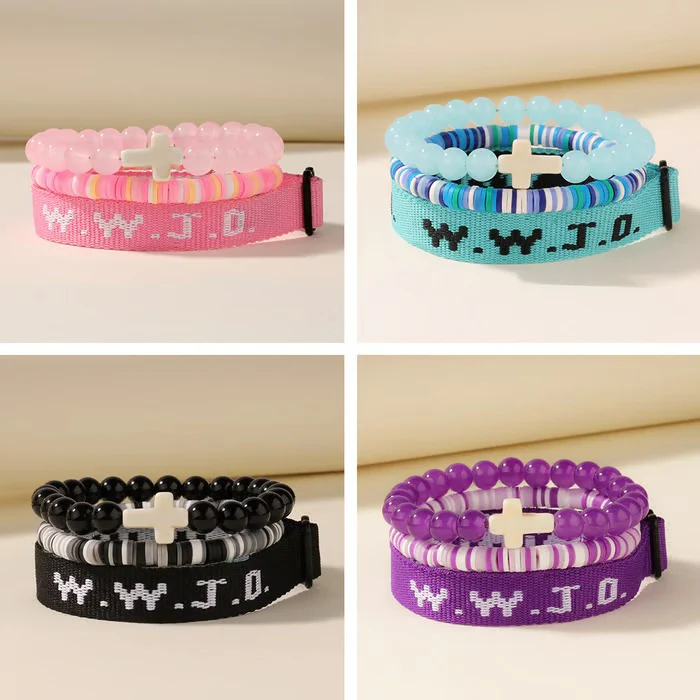 W.W.J.D. "What Would Jesus Do" Faith Bracelet Set