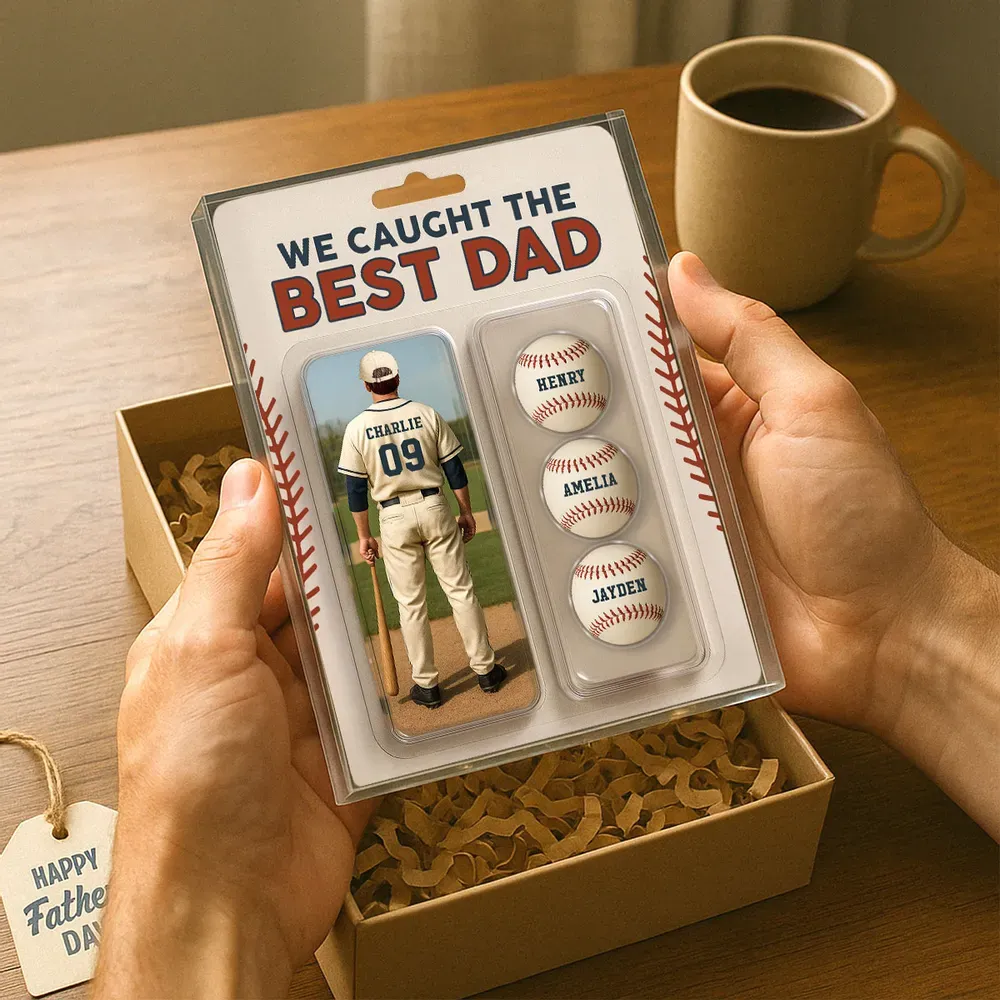 We Caught The Best Dad Grandpa Baseball Lover – Realistic Figure Style Personalized Acrylic Block Plaque