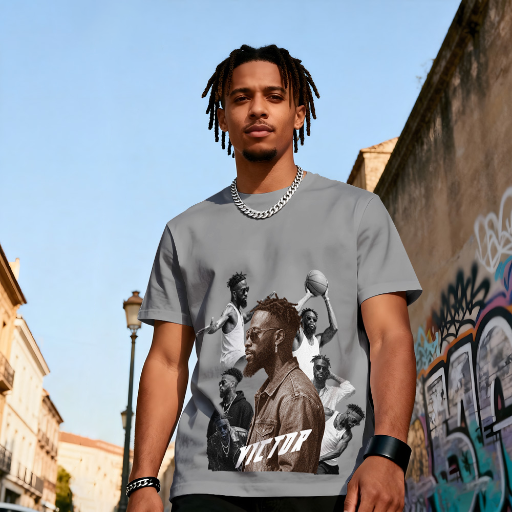 Custom Photo Vintage Tee Rap Star Slim-Style Shady Vibes Personalized Name T-shirt Couple Gifts Black