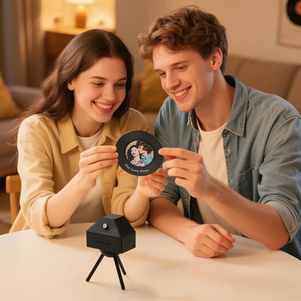 Custom Music Projector Style Stand | Plays Music Without Phone | Personalized Desk Decor Romantic Gift for Couples