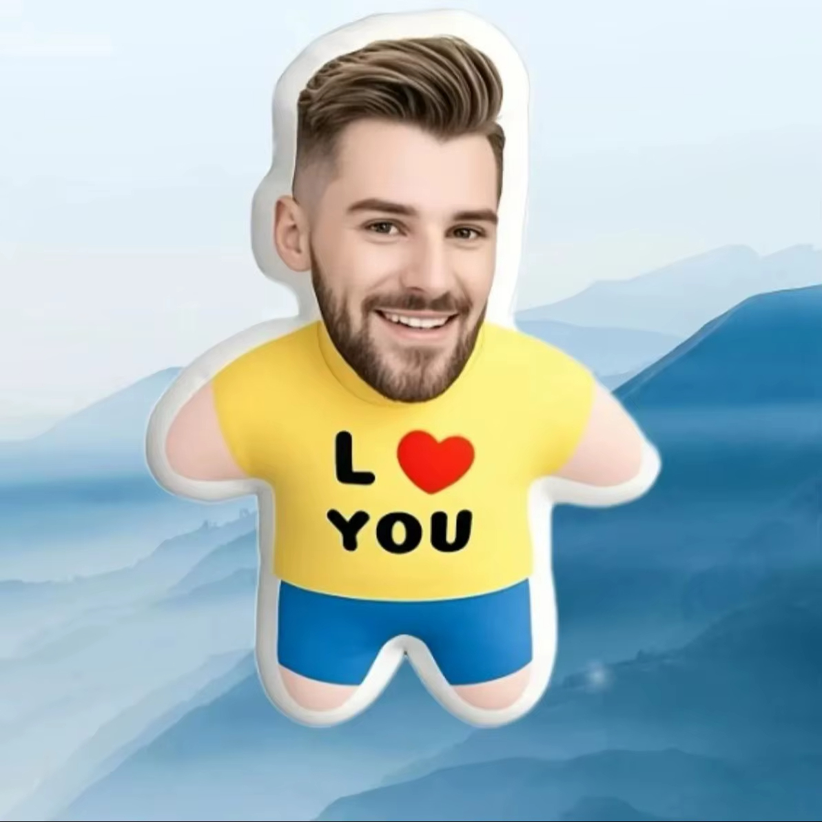 Customized "I Love You" Face Portrait Pillow, Double-Sided Printed Throw Pillow, Ideal Gift For Him On Anniversary