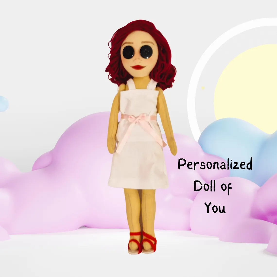 Custom Button Eyes Handmade Doll, Gift for Halloween, Spooky Season for Her