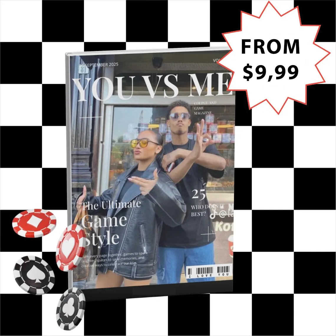 Personalized Amour Magazine Cover for Couples on Valentine's Day, Custom Couple Newspaper Canvas, Romantic Love Story Gift, Wedding Gift, Anniversary Keepsake, Couple Gift