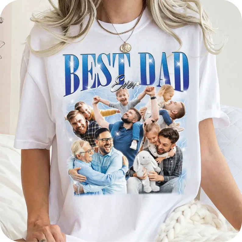 Custom Name T-shirt Personalized Photo Vintage Tee Dad Fathers Day Gifts