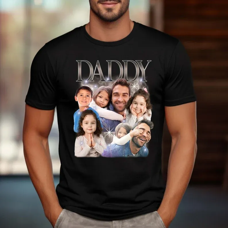Custom Name T-shirt Personalized Photo Vintage Tee Dad Fathers Day Gifts