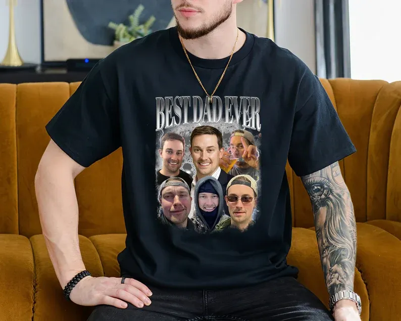 Custom Name T-shirt Personalized Photo Vintage Tee Dad Fathers Day Gifts