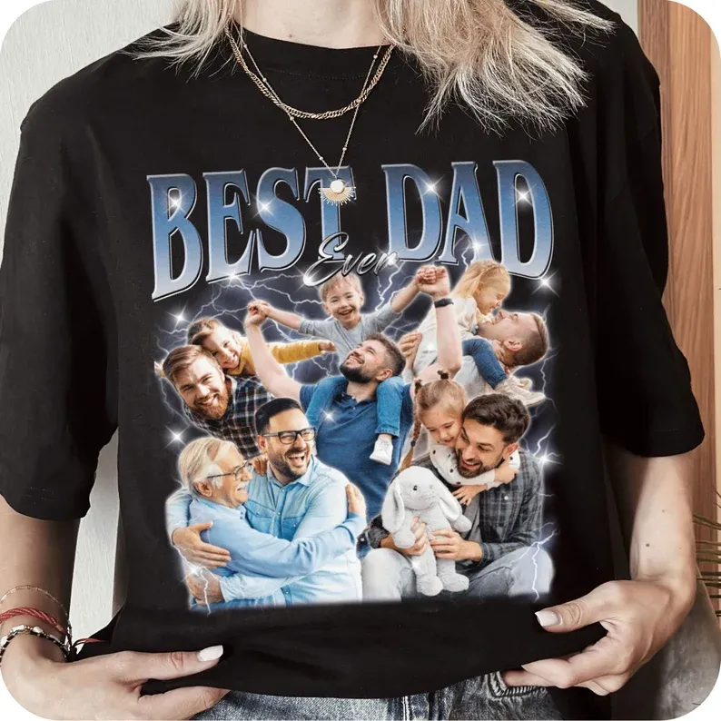 Custom Name T-shirt Personalized Photo Vintage Tee Dad Fathers Day Gifts
