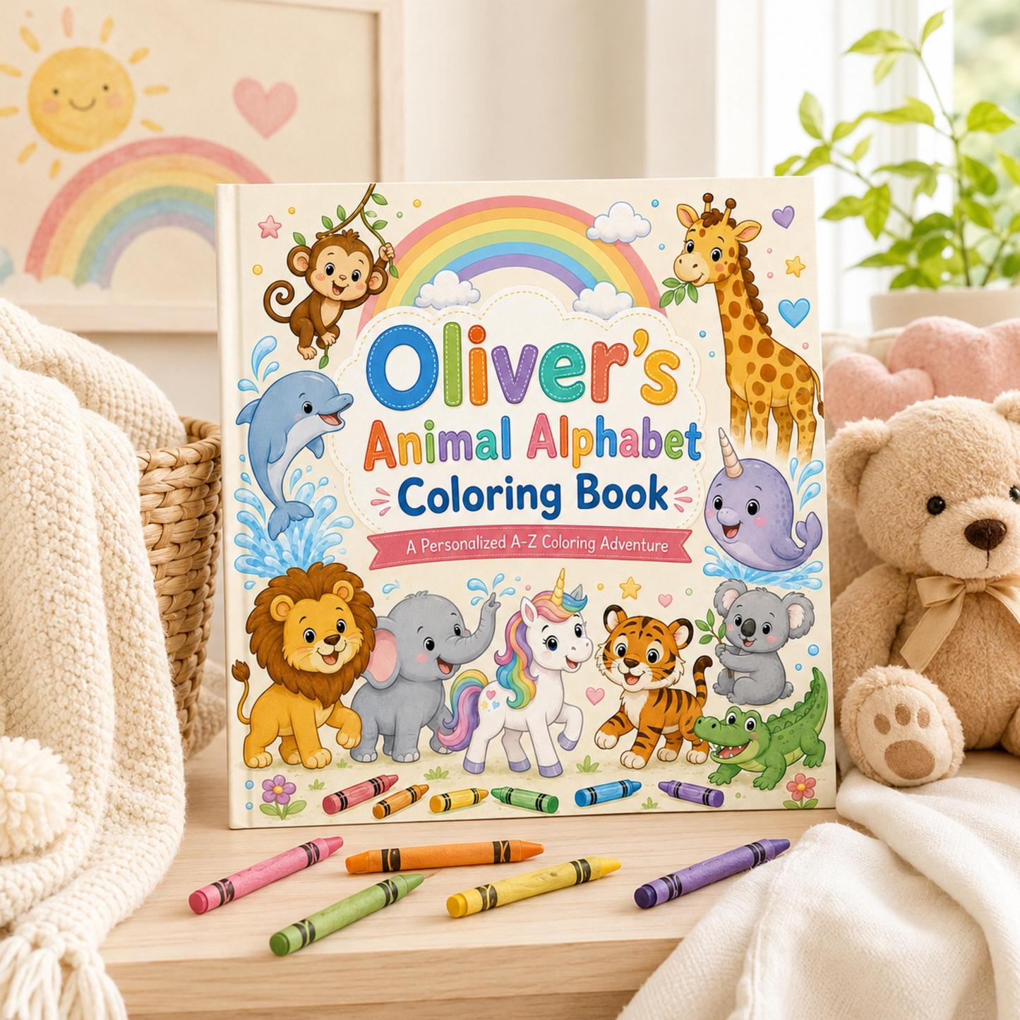 Personalized Coloring Book for Kids, Animal Alphabet Adventure