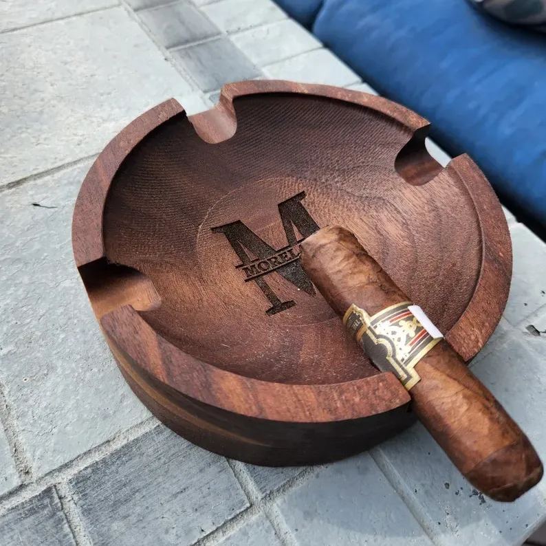 Personalized Name Walnut Cigar Ash Tray