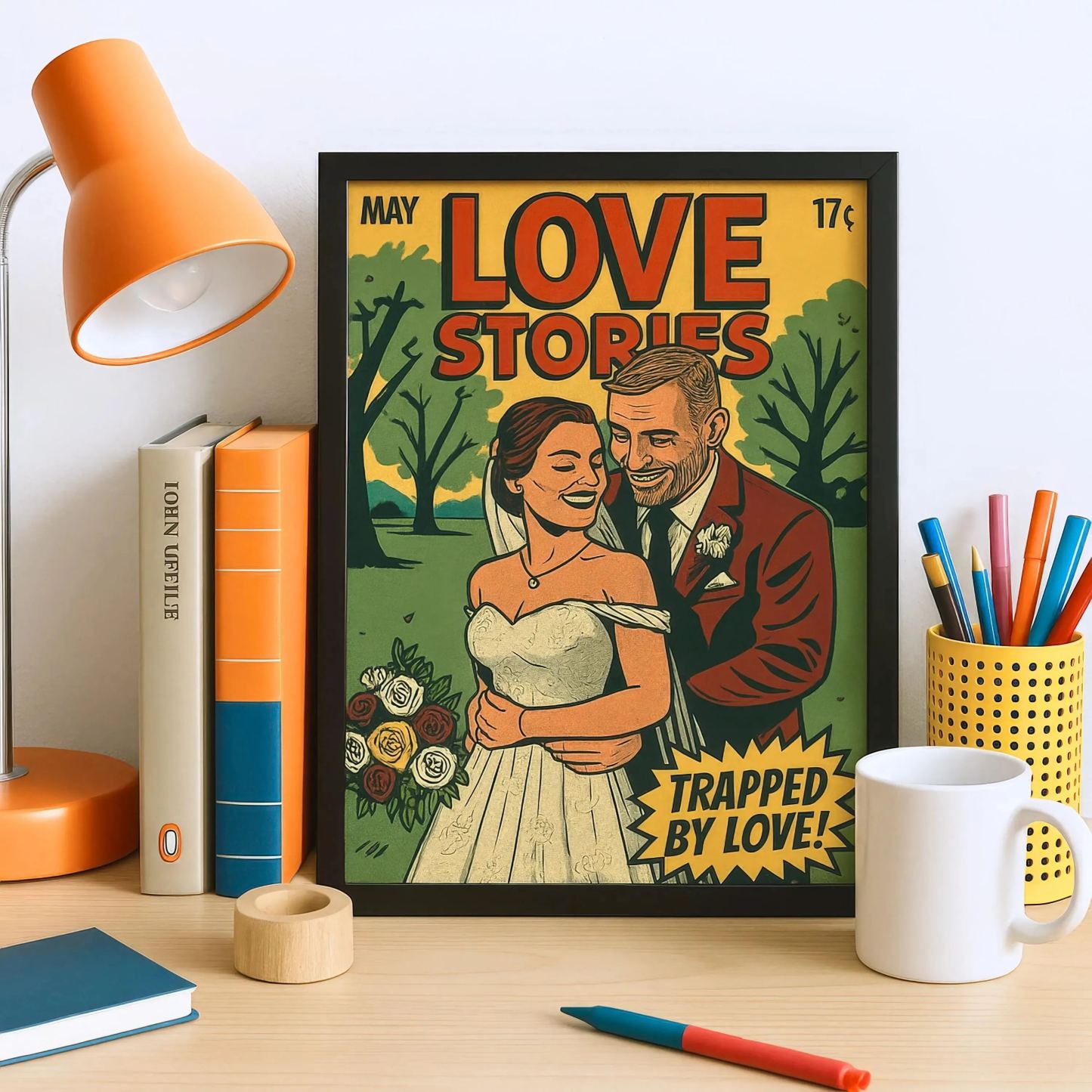 Custom Comic Book Cover Wedding Retro Portrait | Canvas Wall Art | Vintage Retro Wedding Keepsake from Your Special Day | Romantic Gift for Newlyweds