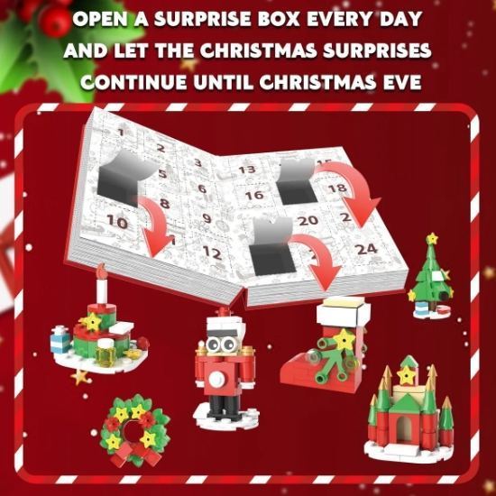 Advent Calendar 2025 Building Sets Countdown 24 Brick Figure Surprises for Kids Include Santa Claus,Christmas Tree Building Sets