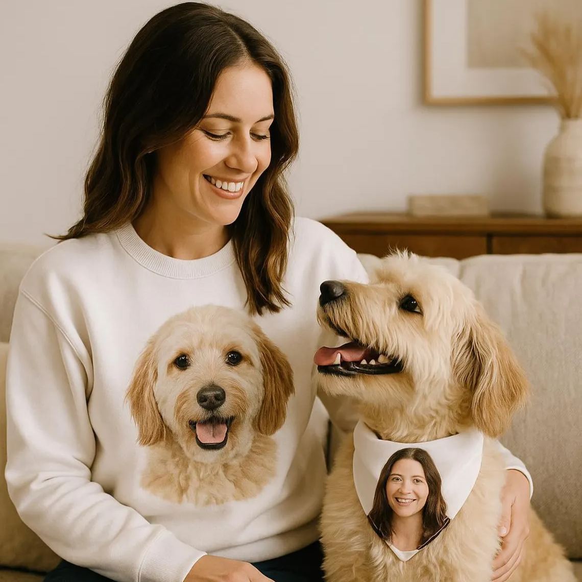 Matching Dog and Owner Set, Custom matching pet owner, Personalized Mom or Dad Shirt with Dog Bandana, Custom Pet gifts, Dog lovers gift