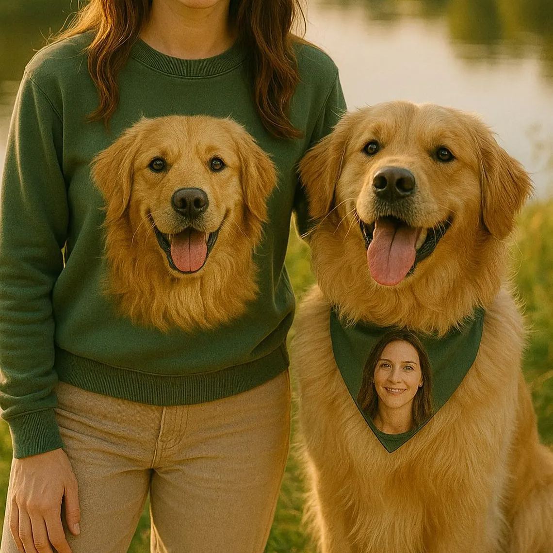 Matching Dog and Owner Set, Custom matching pet owner, Personalized Mom or Dad Shirt with Dog Bandana, Custom Pet gifts, Dog lovers gift