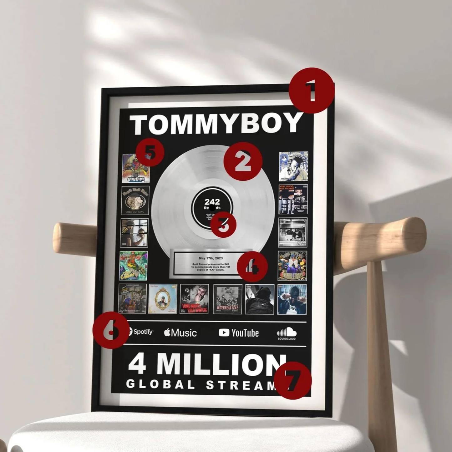 Custom Silver Vinyl Record Music Frame Record Display Gift for Couples On Valentine's Day