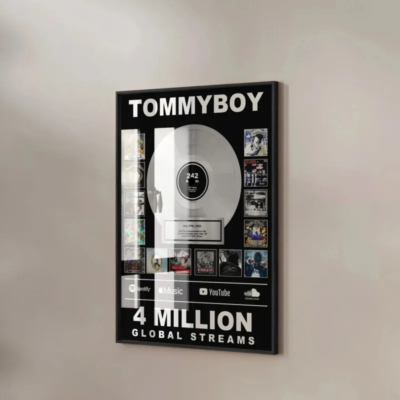 Custom Silver Vinyl Record Music Frame Record Display Gift for Couples On Valentine's Day