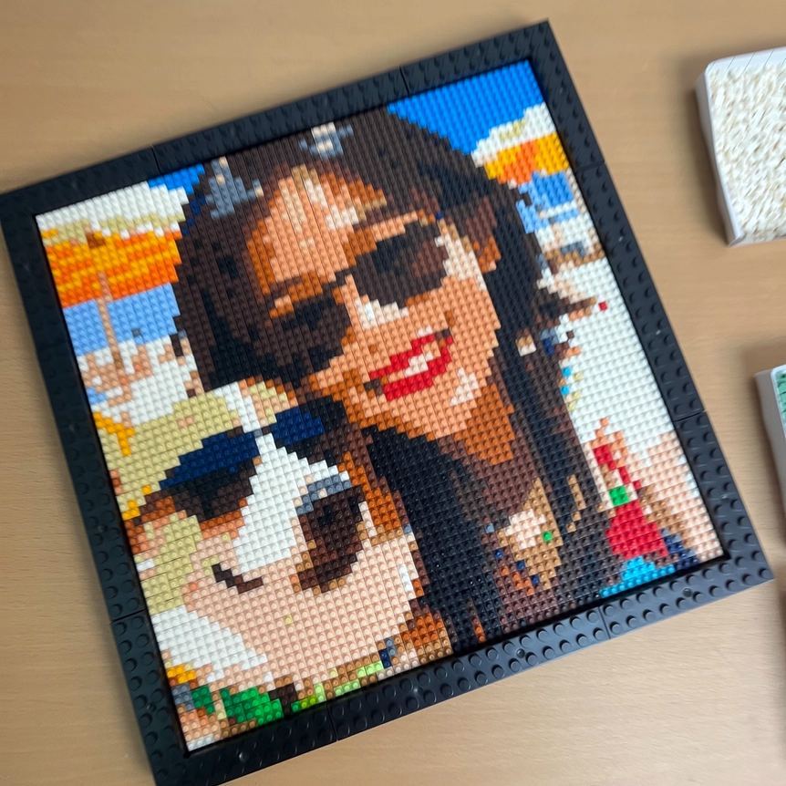 Custom DIY Pixel Brick Painting 16in Photo Mosaic Personalized Album-Style or Your Own Photo Block Art Gift for Couples, Valentine’s Day Custom Portrait