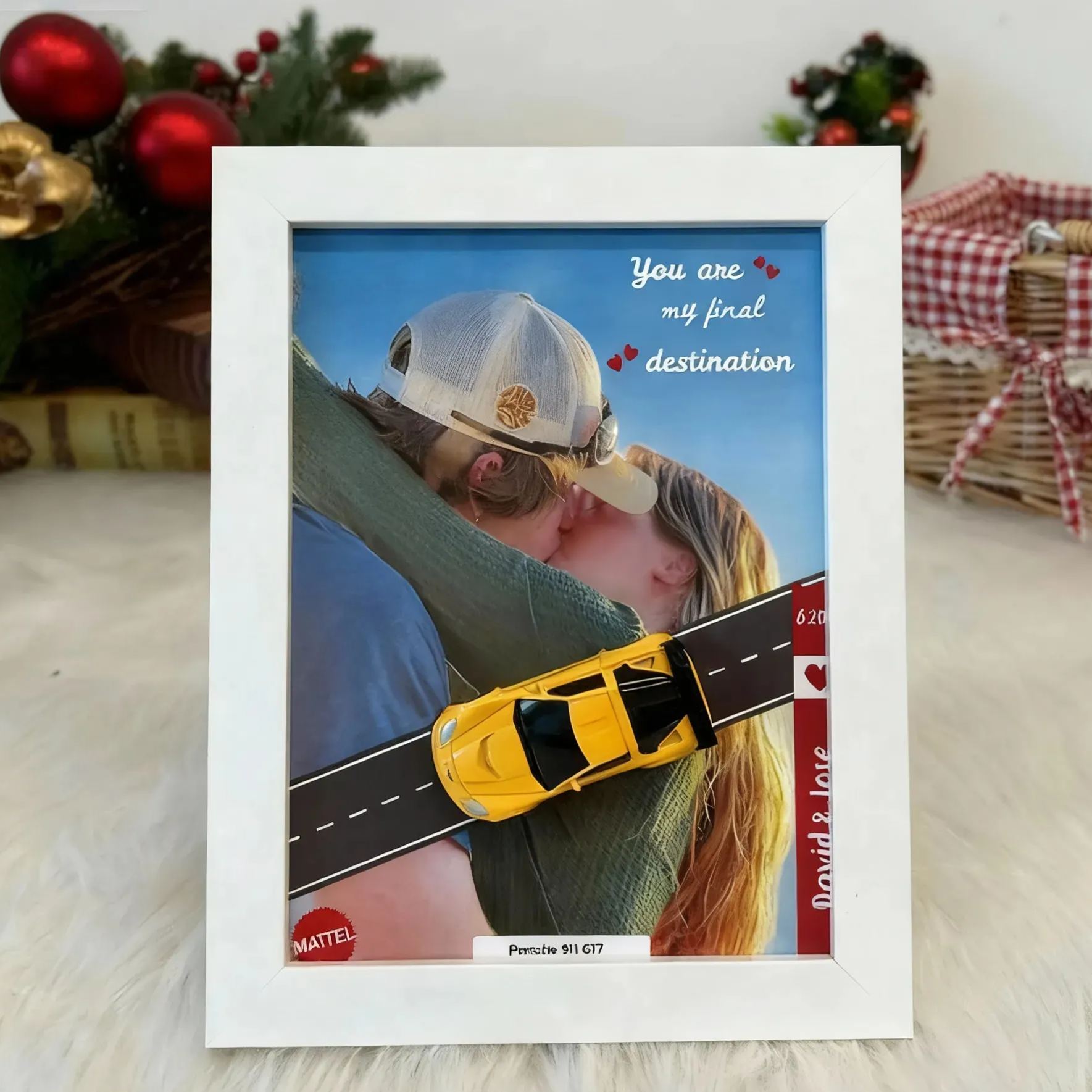 Personalized Race Car Photo Gifts For Couples on Valentine's Day, Wheels for Car Lover Custom Car Frame Anniversary Gift For Loved Ones