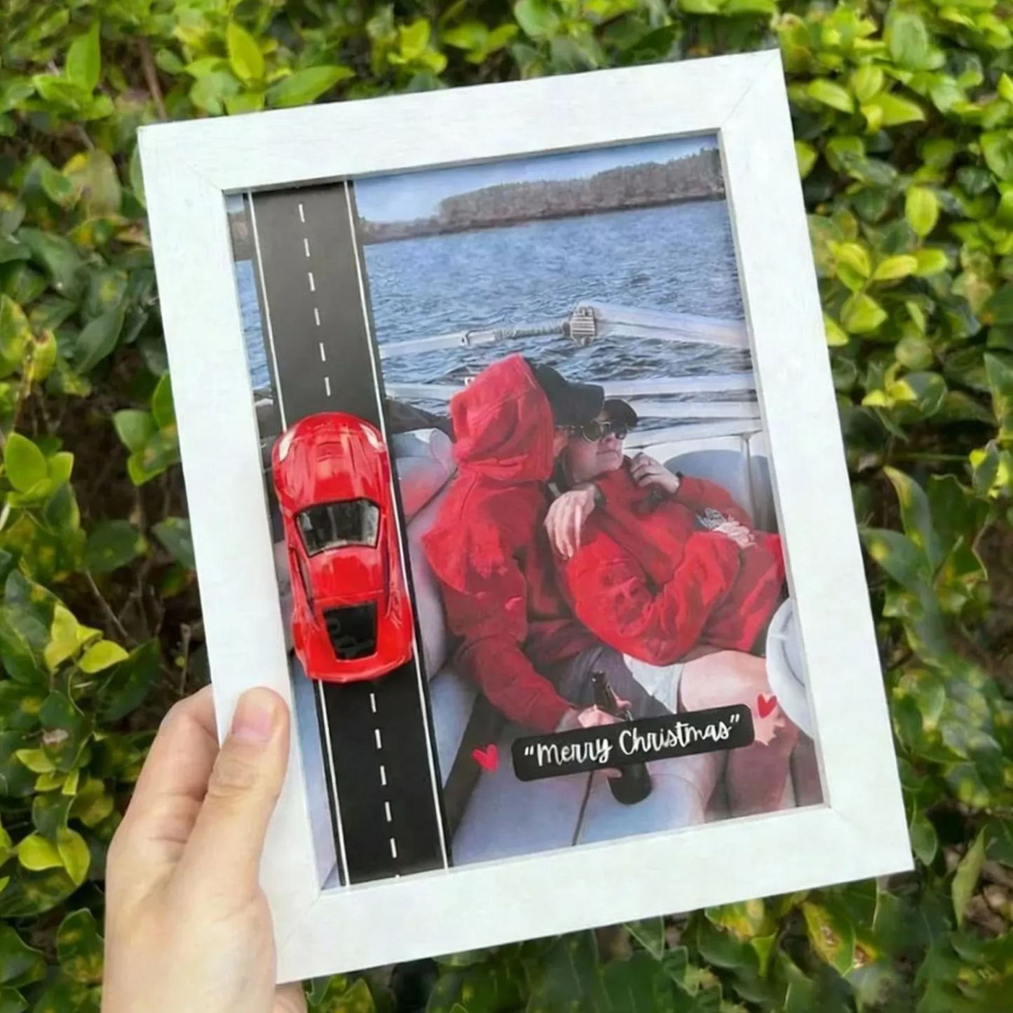 Personalized Race Car Photo Gifts For Couples on Valentine's Day, Wheels for Car Lover Custom Car Frame Anniversary Gift For Loved Ones