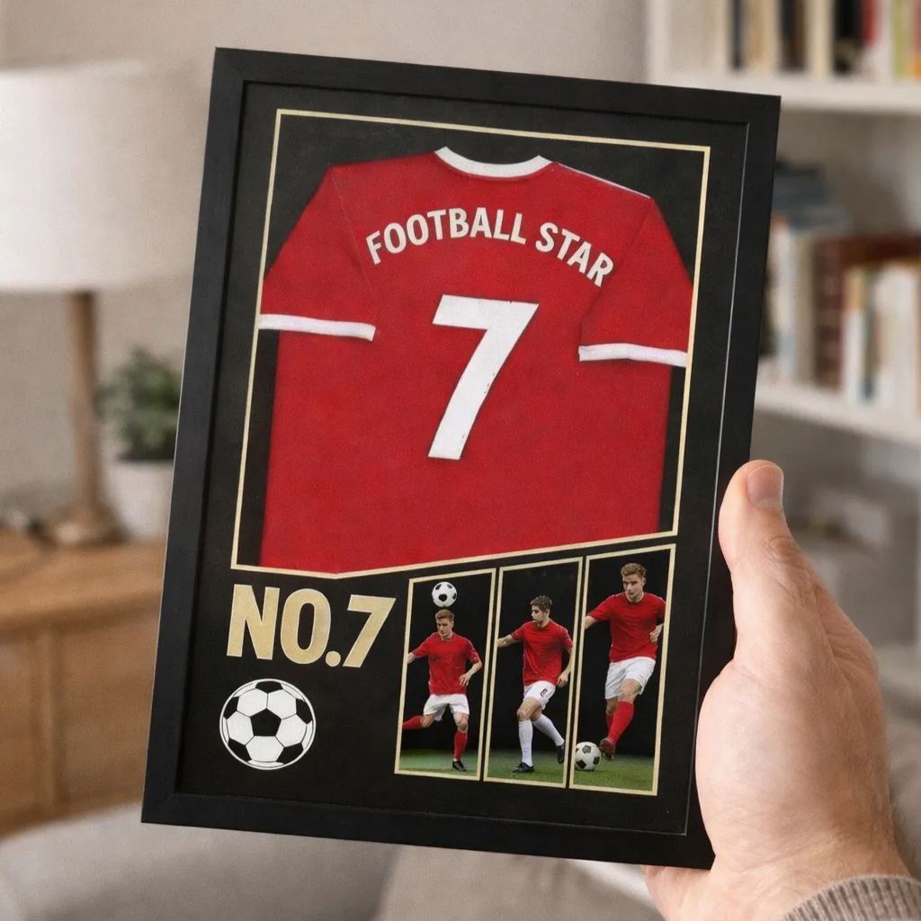 Custom Soccer Star Jersey Style Frame Decor Gift for Soccer Star Ball & Football Lover