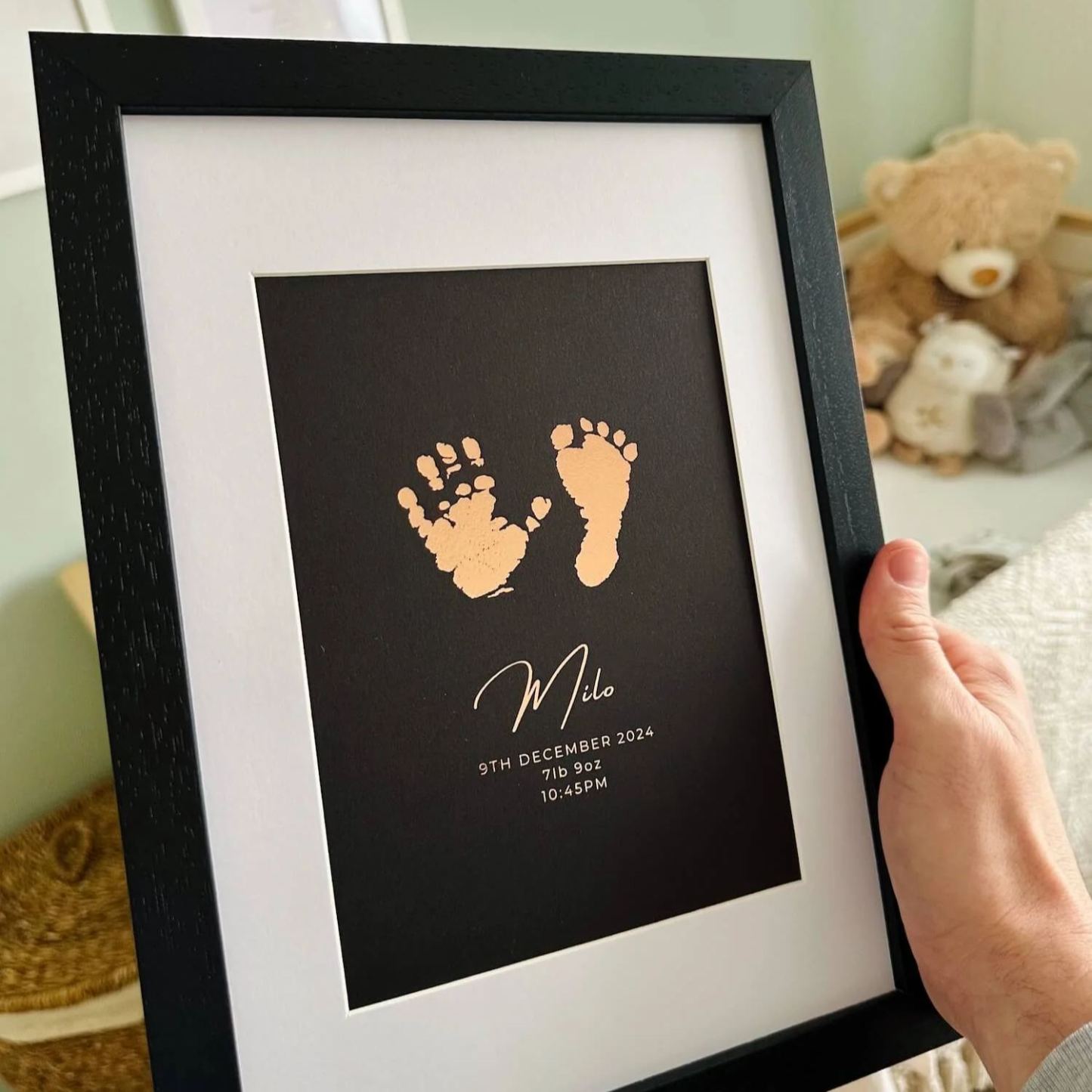 Personalized Foiled Baby Hand & Footprint Artwork Mother's Day Gift for Mom