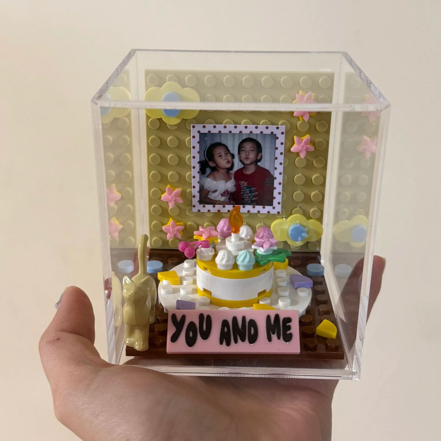 Personalized Photo Music Brick Figure Light Box Custom Couple Memory Lamp with Name & Music Playback for Birhthday