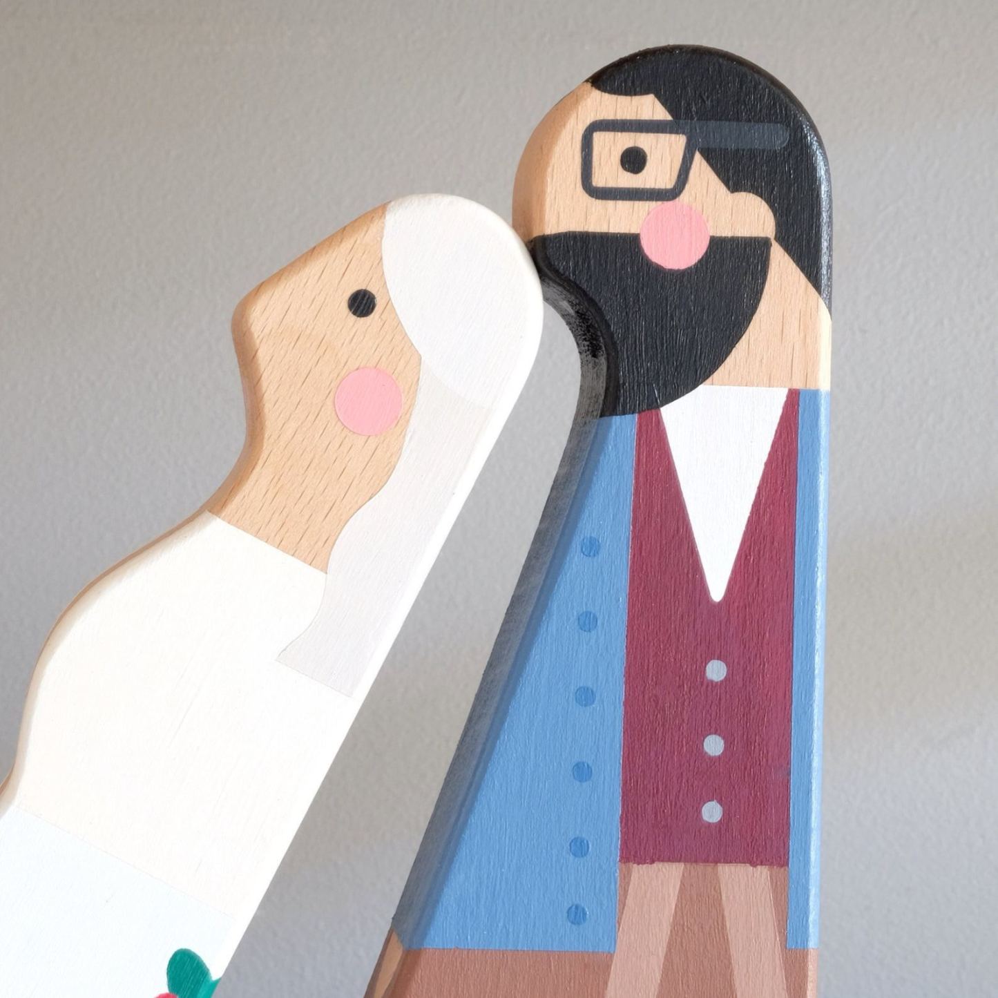 Unique wedding gift for couple, Personalized wooden figurines
