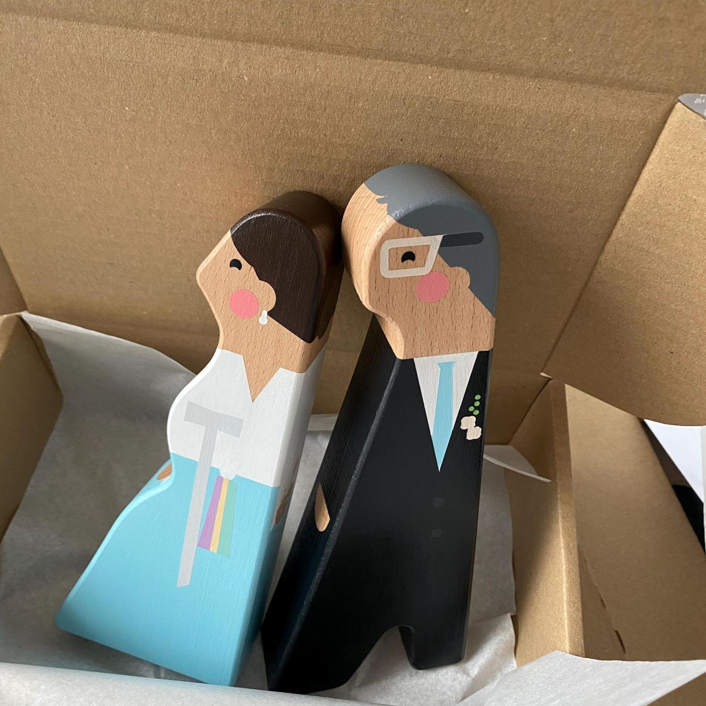 Unique wedding gift for couple, Personalized wooden figurines