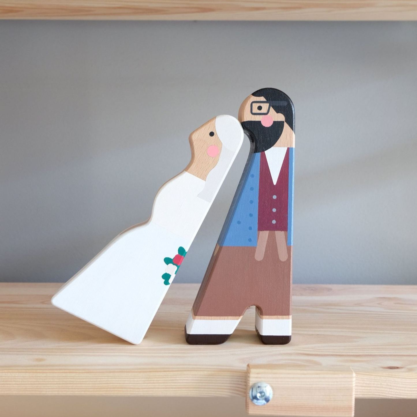 Unique wedding gift for couple, Personalized wooden figurines