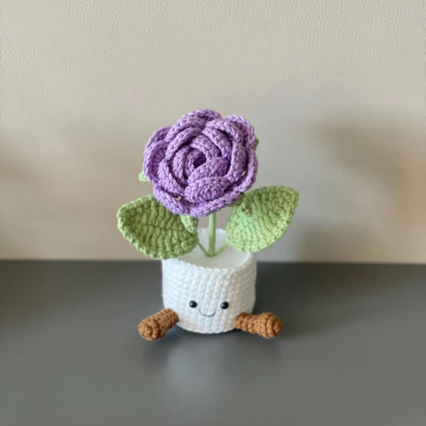 Handmade Crochet Tulip Flower Pot, Pink, Purple, Orange, or Blue, Cute Gift for Her, Girlfriend, Friend, Colleague, Crochet Rose Bouquet