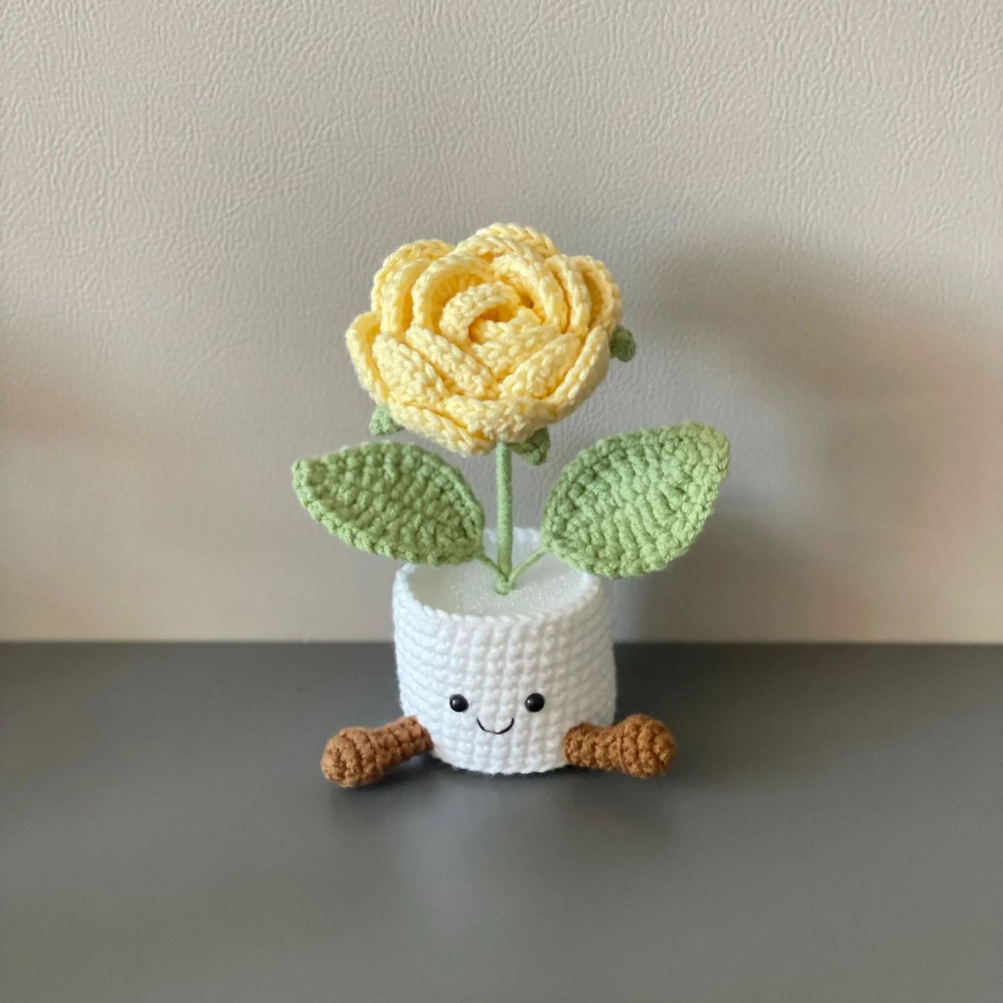 Handmade Crochet Tulip Flower Pot, Pink, Purple, Orange, or Blue, Cute Gift for Her, Girlfriend, Friend, Colleague, Crochet Rose Bouquet