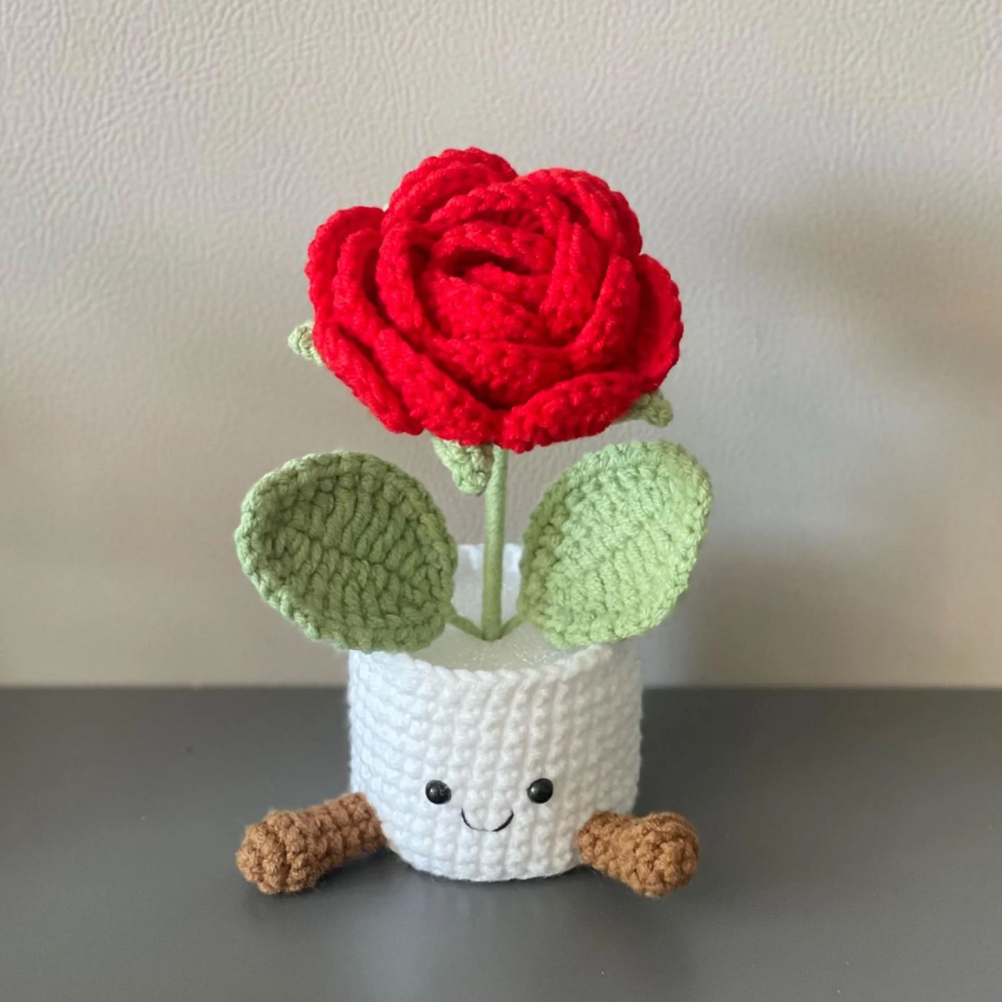 Handmade Crochet Tulip Flower Pot, Pink, Purple, Orange, or Blue, Cute Gift for Her, Girlfriend, Friend, Colleague, Crochet Rose Bouquet